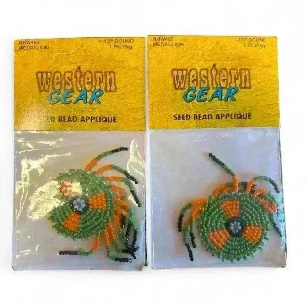 Lot of 5 Western Gear seed beads appliqué patches